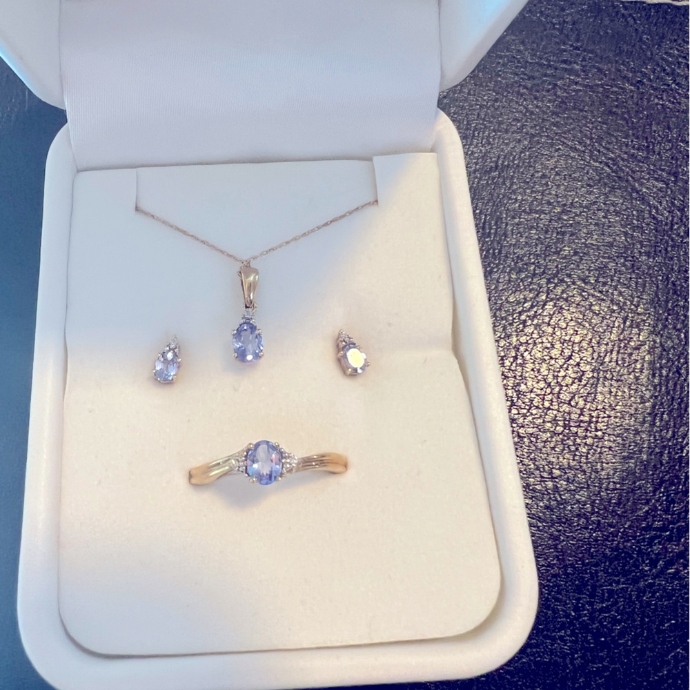 10k Genuine Tanzanite Set with Diamond accents